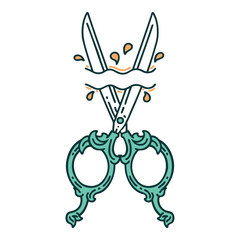 tattoo style icon of barber scissors