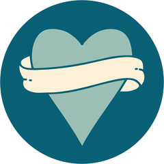 tattoo style icon of a heart and banner