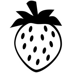 Simple Strawberry Line Drawing Clip Art Illustration on Isolated Background