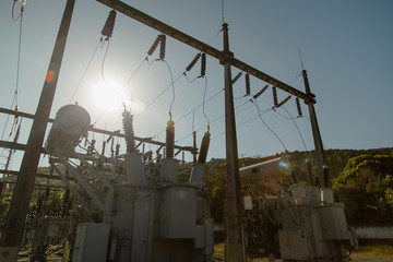 Electrical transformer in a distribution plant. Florianópolis, Santa Catarina / Brazil