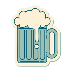 tattoo style sticker of a beer tankard