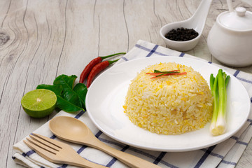 Fried rice on a white plate