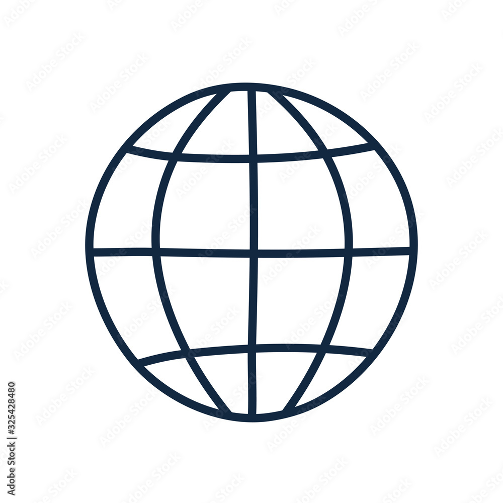 Poster isolated global sphere doodle line style icon vector design