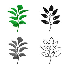 Vector design of leaf and coffee logo. Collection of leaf and plant vector icon for stock.