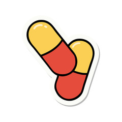 tattoo style sticker of a pills