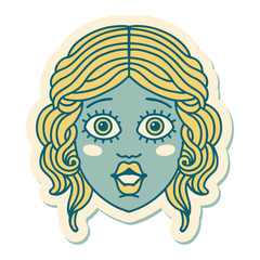 tattoo style sticker of female face
