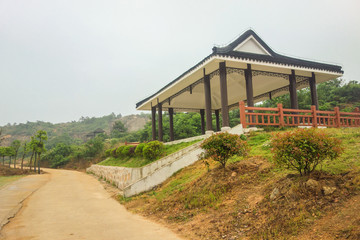 A pavilion on the hillside for tourists to rest
