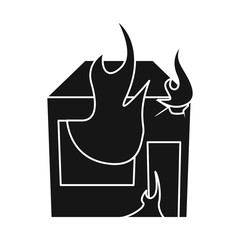 Vector illustration of house and flame symbol. Collection of house and burning stock symbol for web.