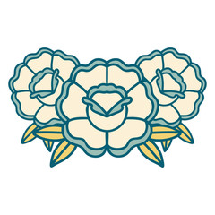 tattoo style icon of a bouquet of flowers