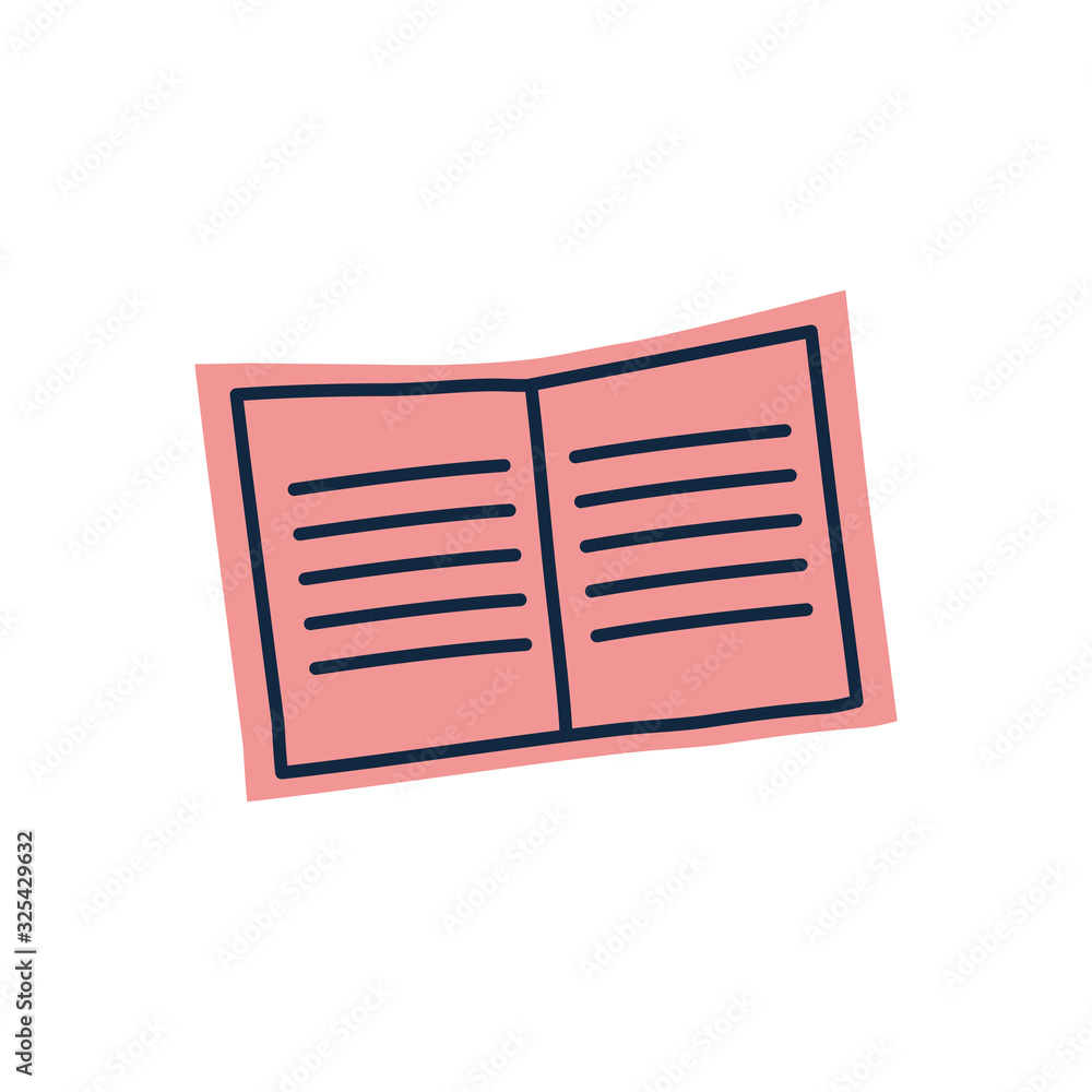 Poster isolated open book doodle line fill style icon vector design