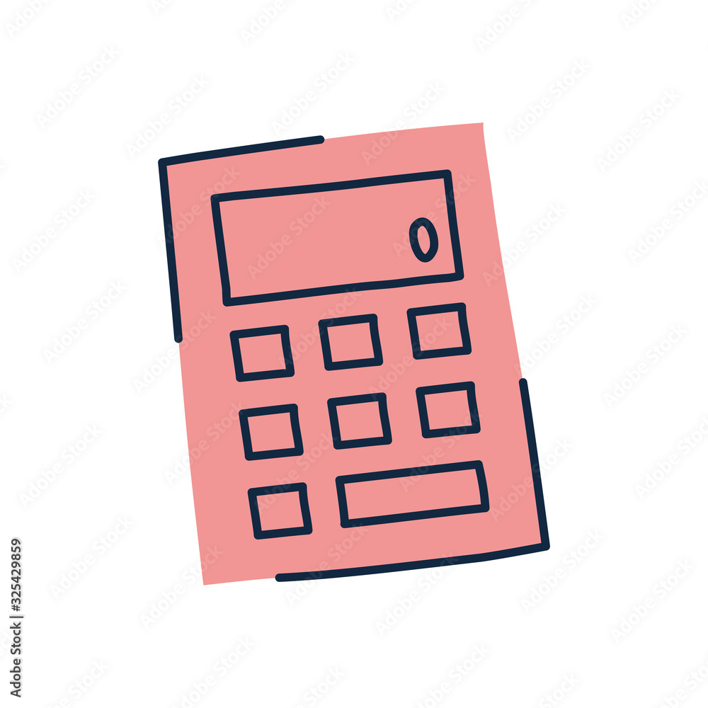 Poster isolated calculator doodle line fill style icon vector design