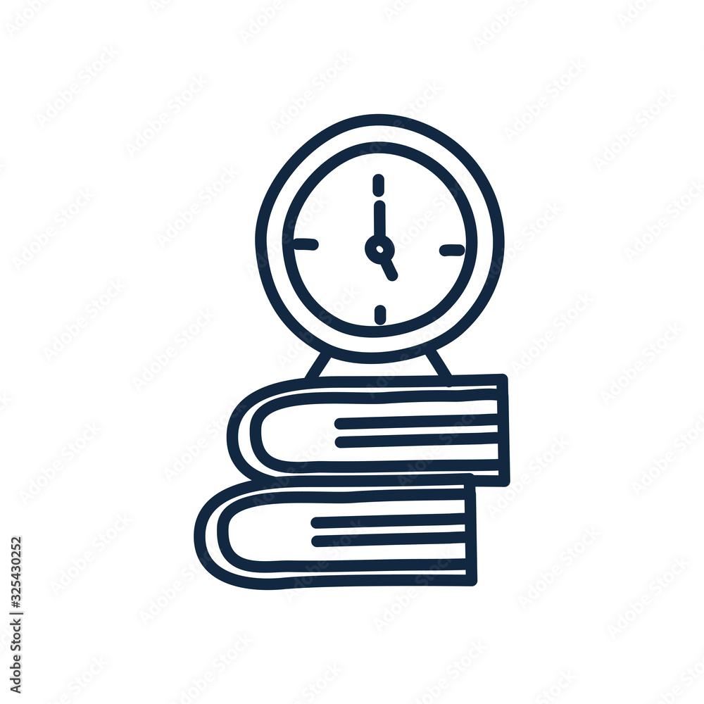 Poster isolated clock and books doodle line style icon vector design