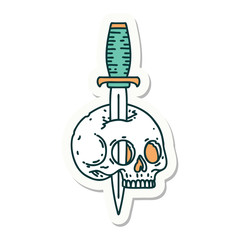 tattoo style sticker of a skull and dagger