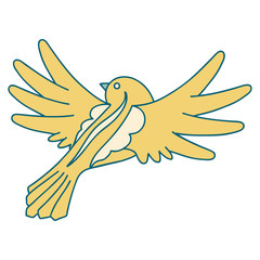 tattoo style icon of a flying bird