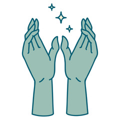 Obraz premium tattoo style icon of mystic hands