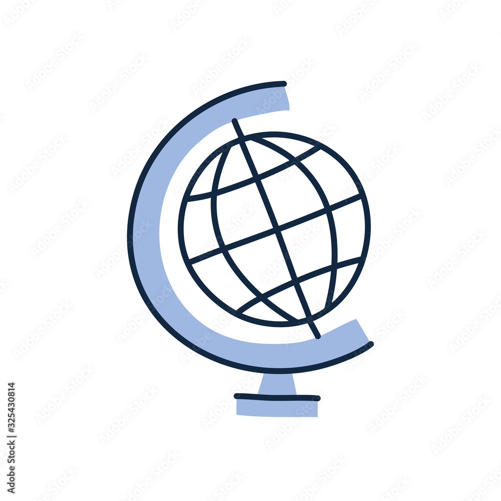 Poster isolated global sphere doodle line fill style icon vector design
