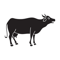 Cow of animal vector icon.Black vector icon isolated on white background cow of animal.