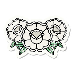 traditional distressed sticker tattoo of a bouquet of flowers