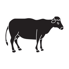 Cow of animal vector icon.Black vector icon isolated on white background cow of animal.