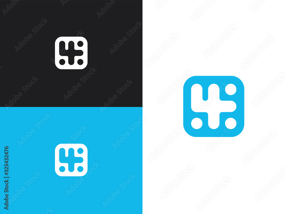 Wall mural number 4 logo icon in square rounded shape