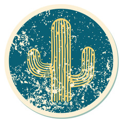distressed sticker tattoo style icon of a cactus