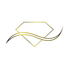 Gold color gems diamond shape logo