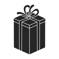 Present box vector icon.Black vector icon isolated on white background present box.