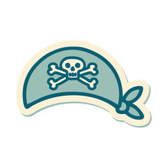 tattoo style sticker of a pirate head scarf