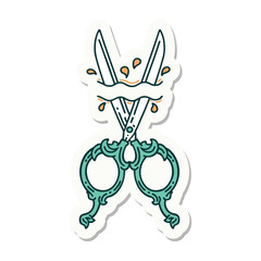 Fototapeta premium tattoo style sticker of barber scissors