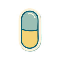 tattoo style sticker of a pill