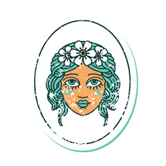 distressed sticker tattoo style icon of a maiden