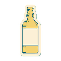 tattoo style sticker of a bottle