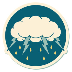 tattoo style sticker of a storm cloud