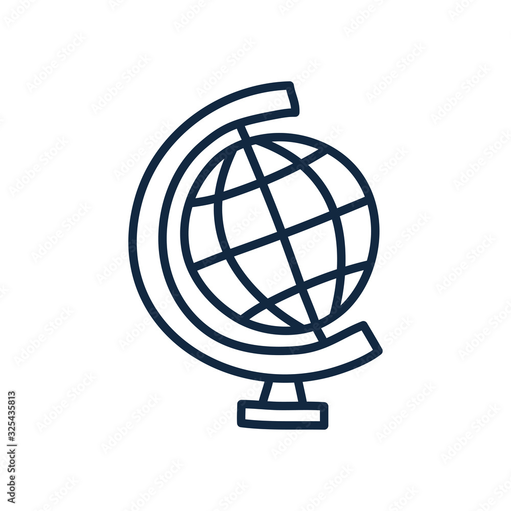 Poster isolated global sphere doodle line style icon vector design