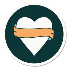 tattoo style sticker of a heart and banner