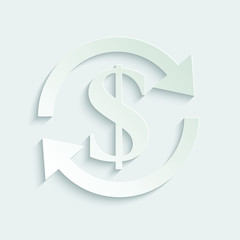 paper Vector icon dollar  . Exchange of dollar currency. dollar  sign. vector