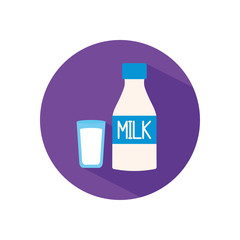 Isolated milk bottle and glass flat style icon vector design