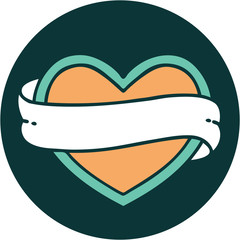 tattoo style icon of a heart and banner