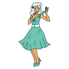 Obraz premium tattoo style icon of a pinup surprised girl