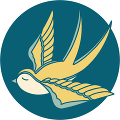 tattoo style icon of a swallow