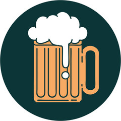 tattoo style icon of a beer tankard
