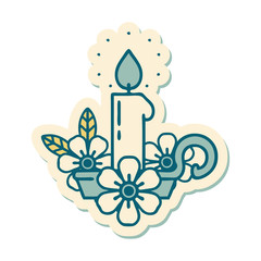 tattoo style sticker of a candle holder