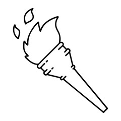 black line tattoo of a lit torch