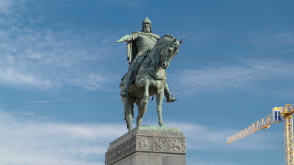 Monument to Yuri Dolgoruky, the founder of Moscow on the Tverskaya Square timelapse  Moscow, Russia