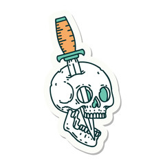tattoo style sticker of a skull and dagger