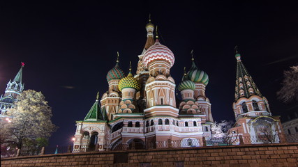 Fototapeta na wymiar St. Basils cathedral timelapse in Moscow, Russia