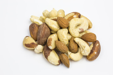 heap of almonds, cashew and brazil nuts