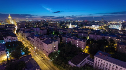 Fototapeta na wymiar Panoramic view of the building from the roof of center Moscow timelapse, Russia