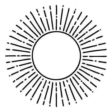 black line tattoo of a sun