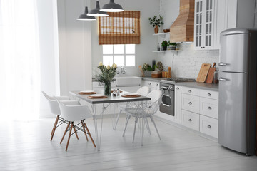 Beautiful kitchen interior with new stylish furniture